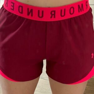 Under Armour Maroon and Pink Athletic Shorts